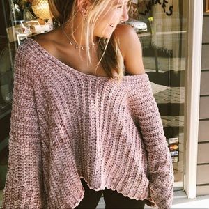 Pink Velvet Knit Sweater Isabelle’s Cabinet